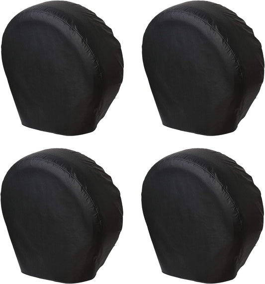 RV Tire Covers 4 Pack, Waterproof Thickening Leather Tire Cover for RV Wheel Trailer Camper, Universal Fits Tire Diameters 33-35 inches, Black