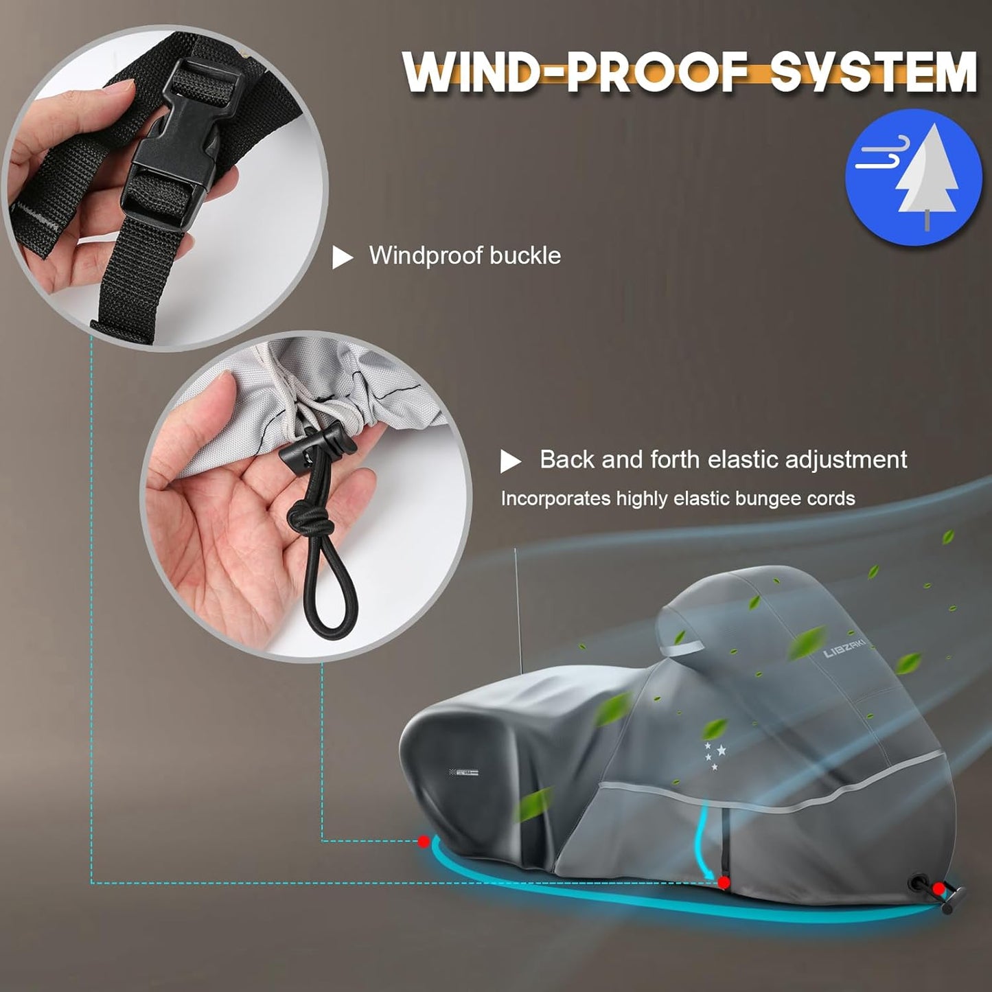 Motorcycle Cover LI LIBZAKI 600D Heavy Duty Storage All Season Universal Weather Waterproof Outdoor Protection 96" XXL Vehicle Cover/Gray