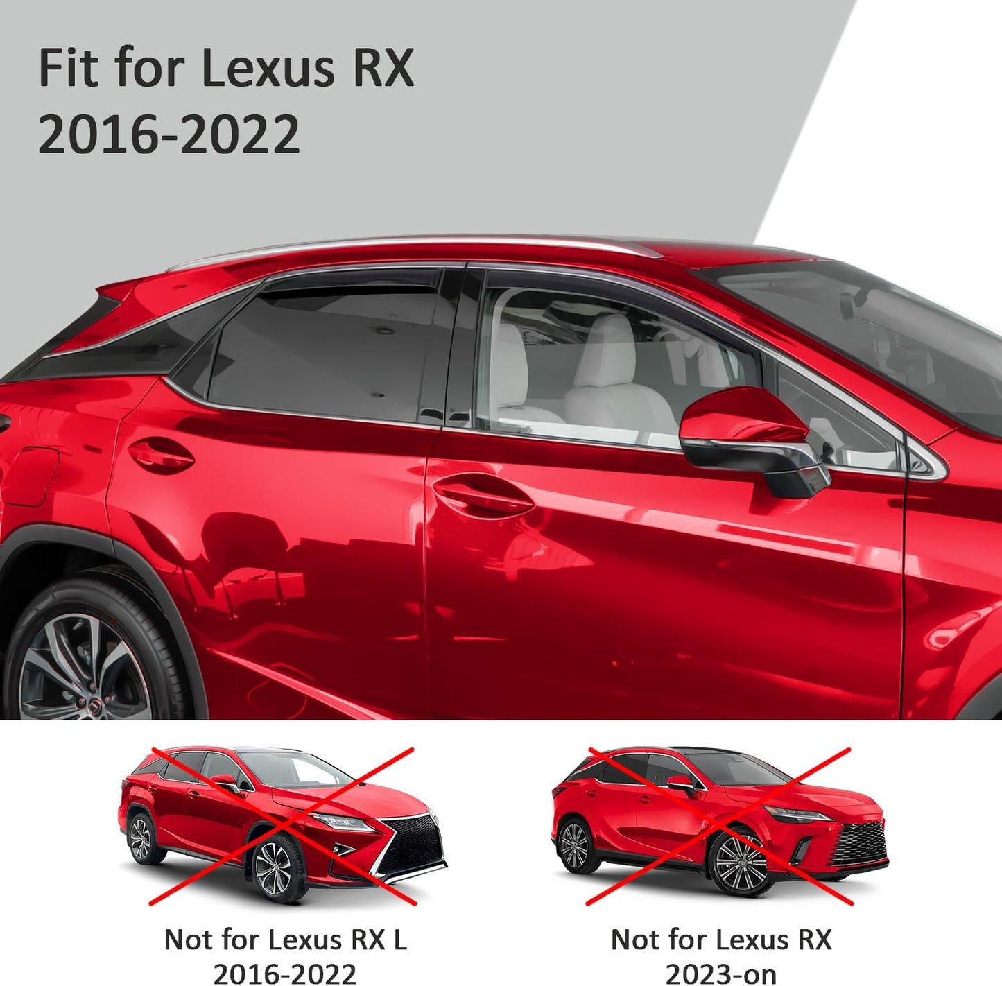 Voron Glass in-Channel Extra Durable Rain Guards for Lexus RX 350, 450H 2016-2022, Window Deflectors, Vent Window Visors, 4 Pieces - 200563