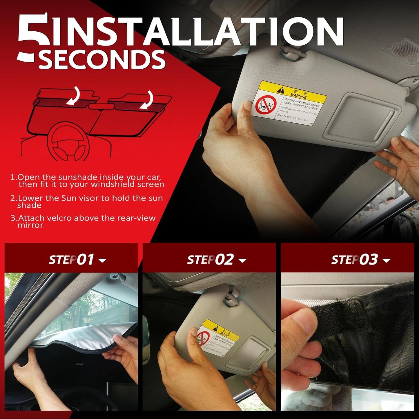 KAYZT Windshield Sun Shade for 2014-2019 Toyota Corolla Foldable Sunshade Front Window Custom Fit Car Accessories