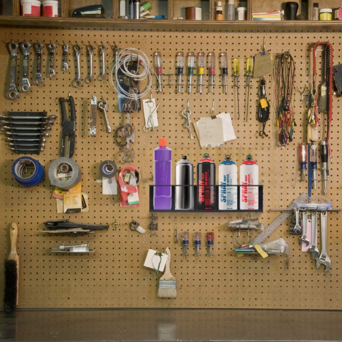 Touri 4 Pack Spray Can Holder for Garage and Workspace, Wall-Mounted Steel Aerosol Can Holder (20 Cans)