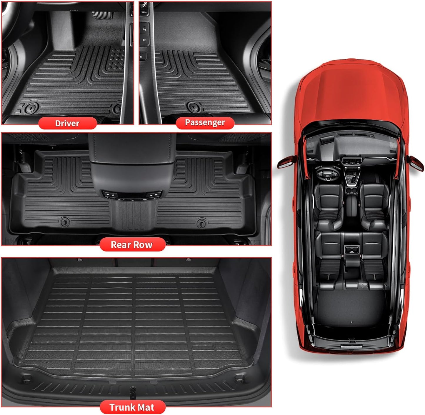 Wayhigh-All Weather Floor Mats and Cargo Mat Set Fit for Hyundai Tucson 2016-2021 TPE Car Mats Waterproof Heavy Duty Rubber Floor Liners for Tucson Tucson Accessories