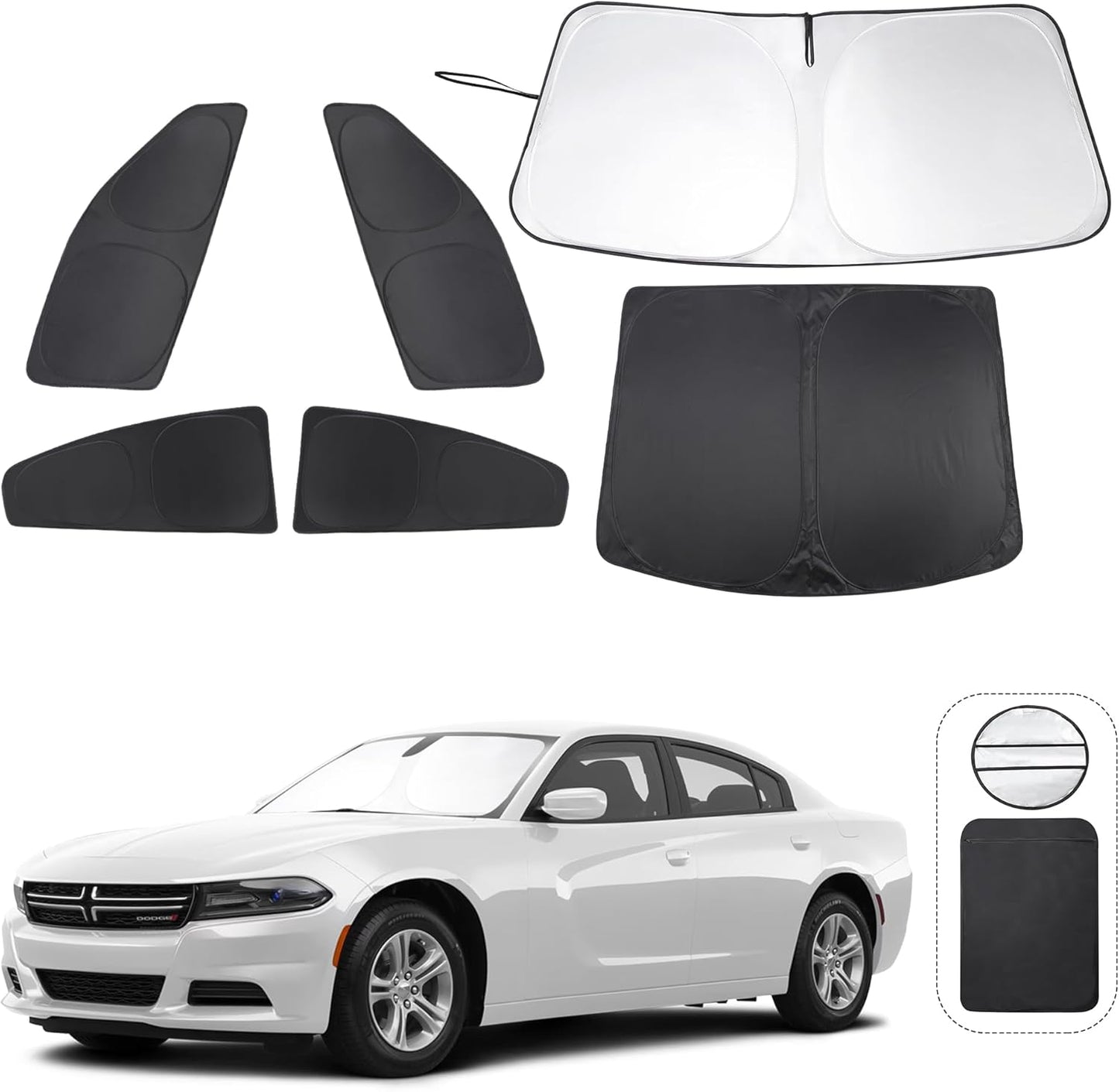 TINGLU Window Shades for Dodge Charger 2011-2023 Accessories Car Side Full Windows Cover Camping Rear Windshield Sun Shade Sun UV Rays Privacy Protection 6PCS