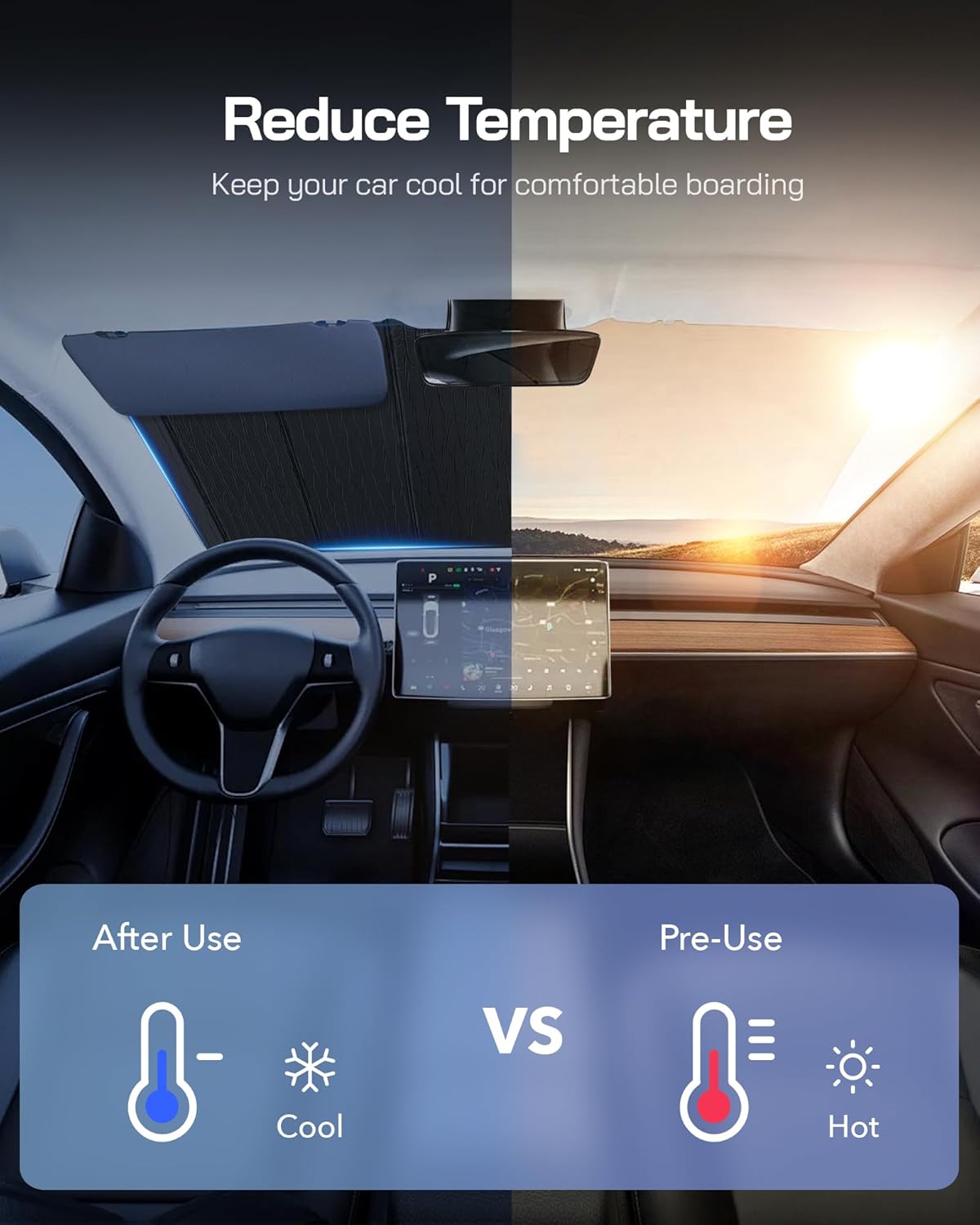 Windshield Sun Shade for Kia Sorento 2016-2020,Front Window Sunshade Shield, 2-in-1 Reflective Sun Shade,Silver for Summer, Black for Winter