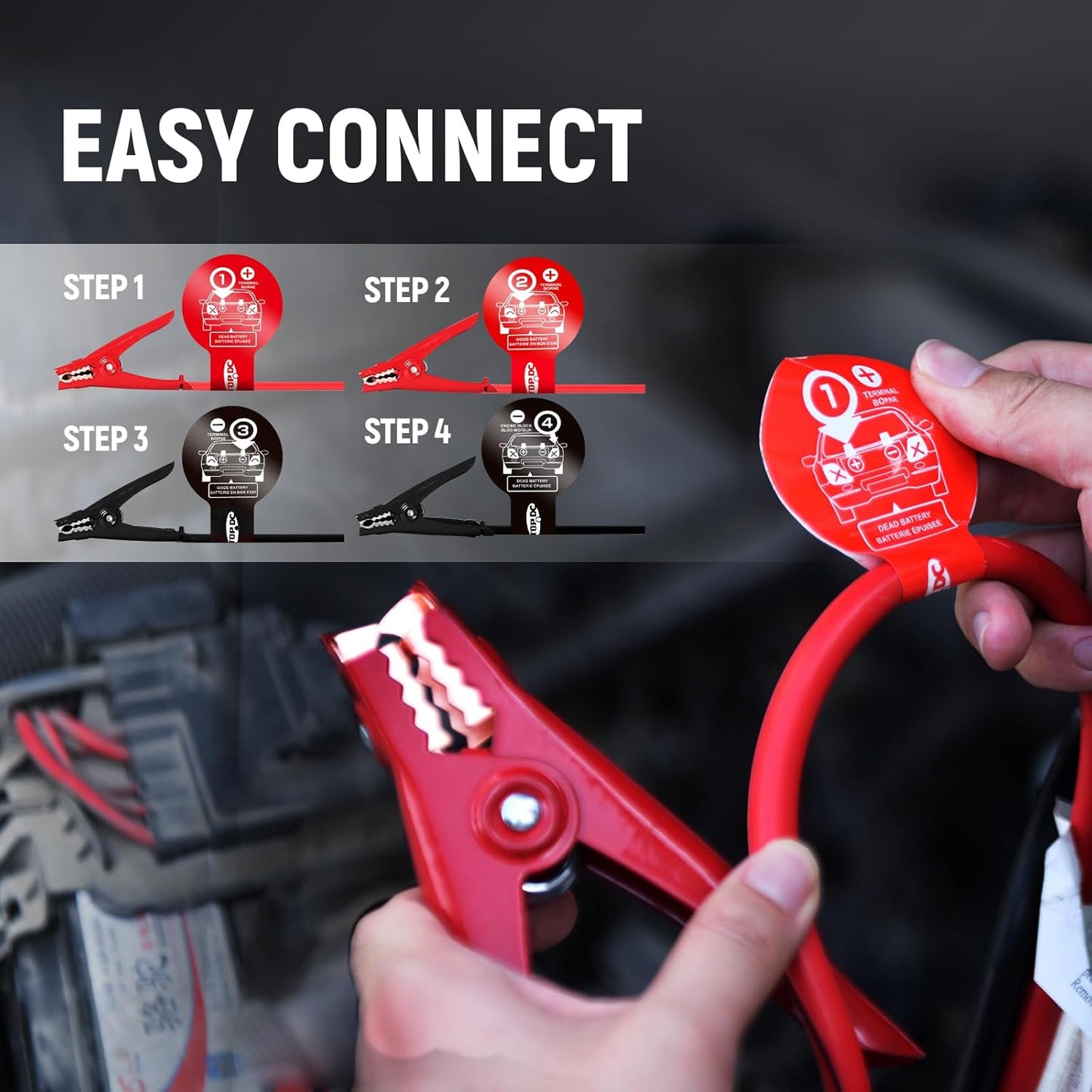 TOPDC 4 Gauge 25 Feet Jumper Cables for Car, SUV and Trucks Battery, Heavy Duty Automotive Booster Cables for Jump Starting Dead or Weak Batteries with Carry Bag, (TD-P0425)