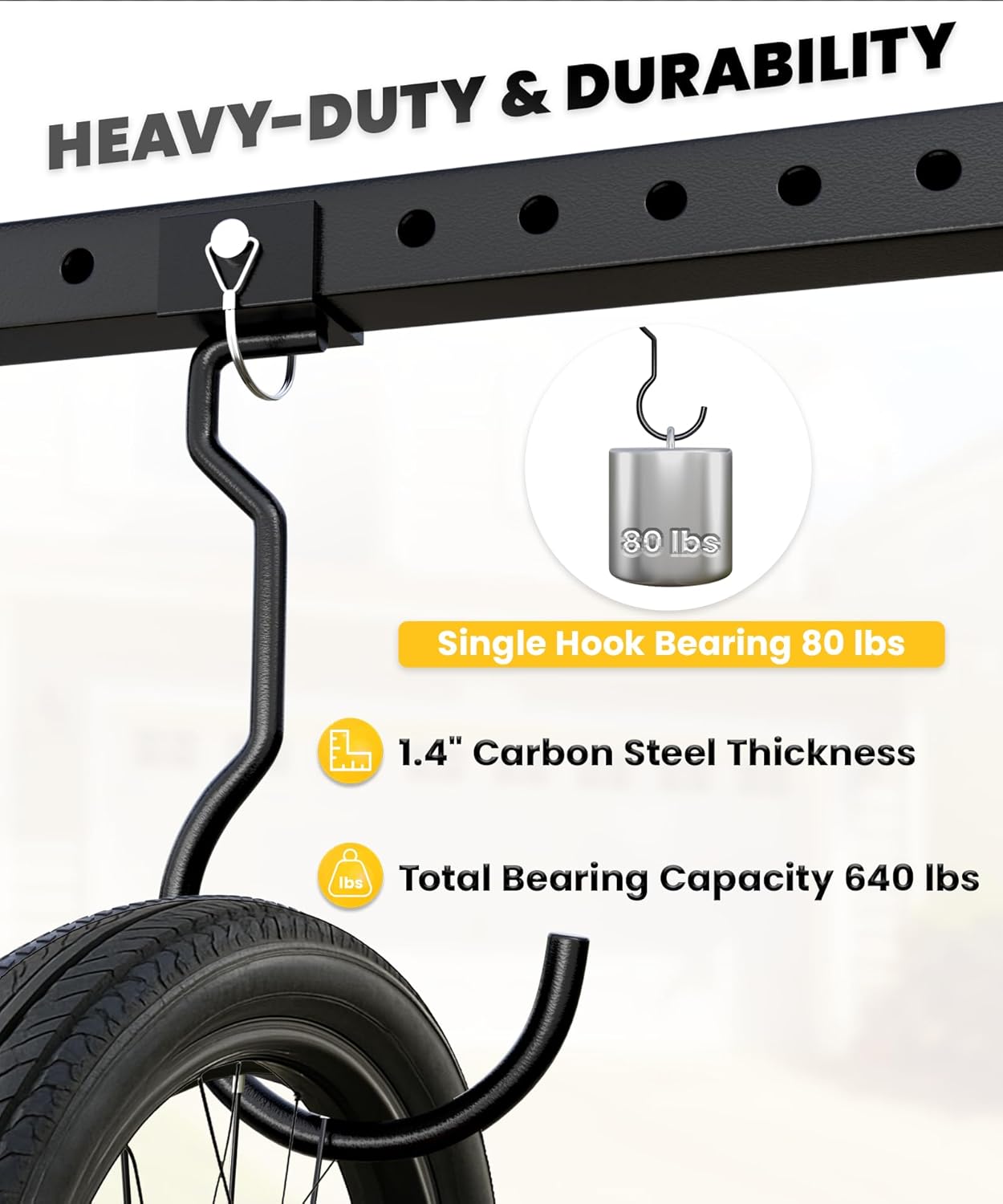 Bike Rack Celling Mount for Garage, Indoor Hangers Storage for 8 Bicycles, Heavy-duty Adjustable Bike Hooks for Garage Ceiling Support up to 640 lbs