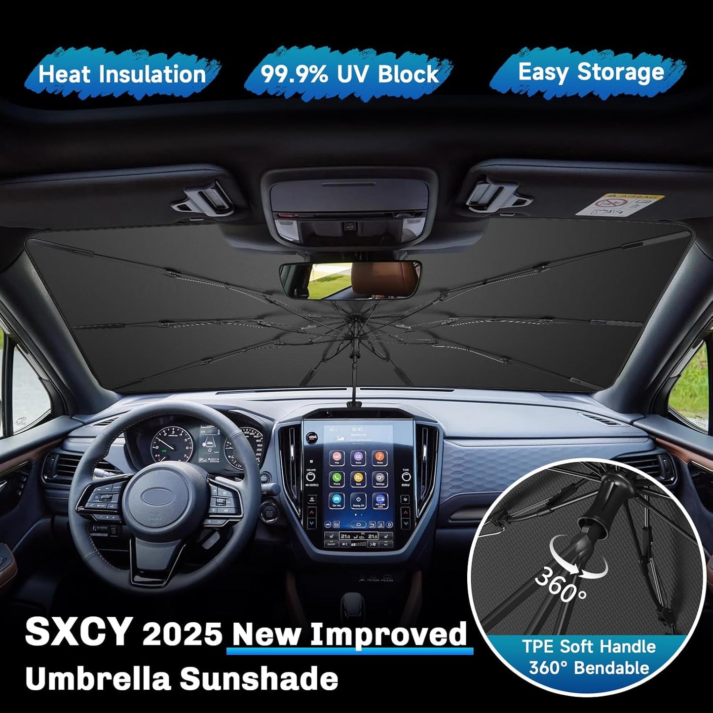 SXCY for 2025 Subaru Forester Windshield Umbrella Sunshade [Easier Foldable] for 2025 Subaru Forester Accessories 2025 Forester Sunshade Umbrella 2025 Forester Windshield Umbrella Sun Shade