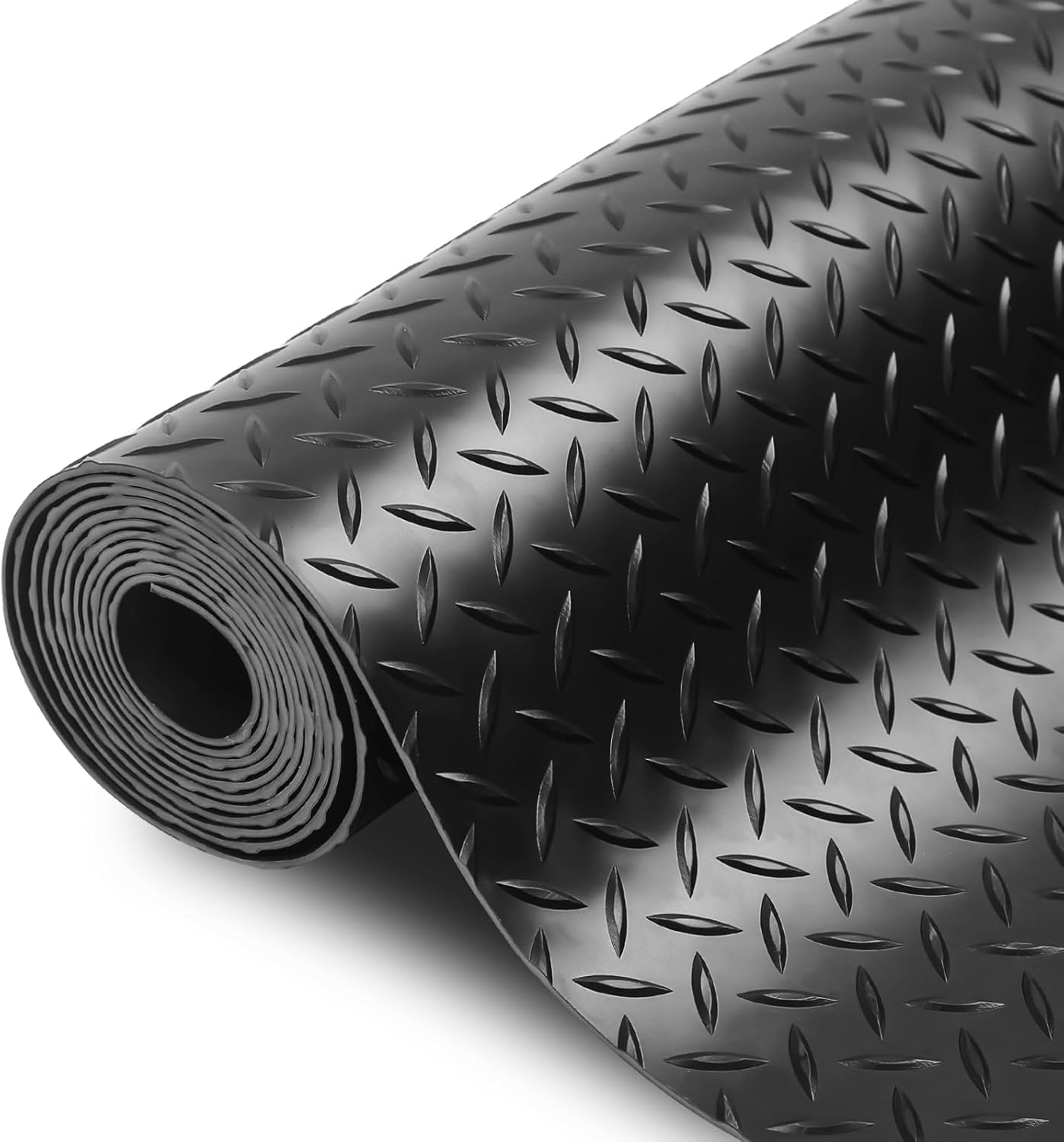 SEAL 4 x 10 Ft Premium Garage Floor Mat, Solid 2.8mm Thickened Black Commercial Grade Heavy Duty Parking Mat for Garage Floor, Golf Cart, Water/Stain Resistant Floor Runner (Embossed Diamond Plate)