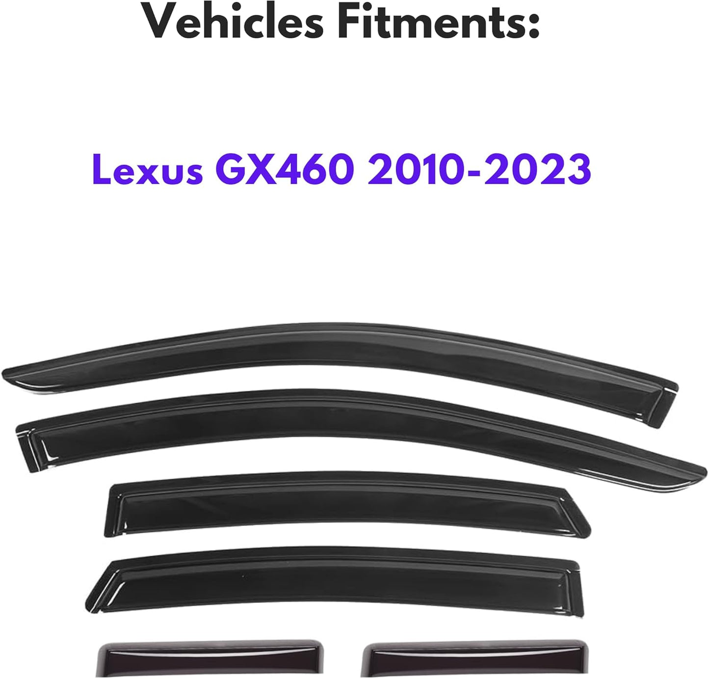 KPY Window Visor Compatible with Lexus GX460 2010-2023, 6PC Rain Guard Side Window Vent Deflectors Tape-On Style, 2010 2011 2012 2013 2014 2015 2016 2017 2018 2019 2020 2021 2022 2023