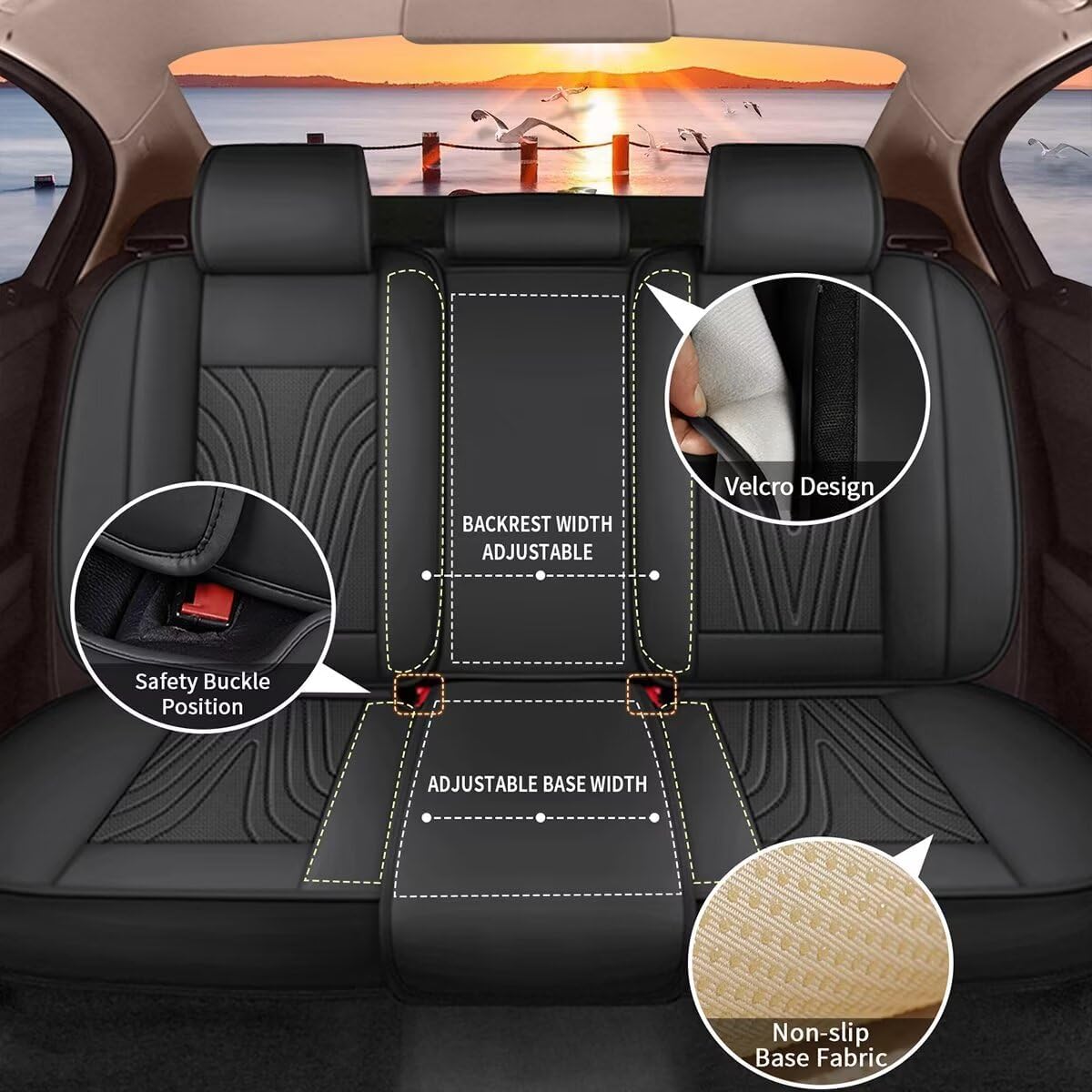 Car Seat Cover Fit for Toyota Camry 2012-2025 Full Set Faux Leather Breathable Waterproof Camry Seat Covers Automotive Cushion Protector Compatible Airbag (5 Seats & Black)