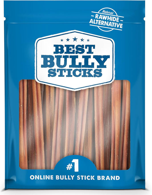 Best Bully Sticks 12 Inch Bully Sticks for Dogs - 50 Count (Pack of 1) - Natural, Easily Digestible, 100% Grass-Fed Beef, Grain and Rawhide Free