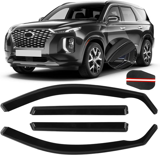 in-Channel Rain Guards Fit for Hyundai Palisade 2021 2022 2023 2024, Durable Vent Window Visors Shades, Smoke Side Wind Deflectors for Car-4PCS