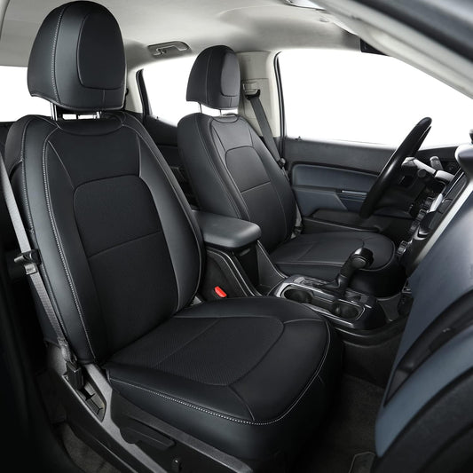 LUCKYMAN CLUB Chevy Colorado Seat Covers, fit for 2023 2024 2025 Colorado Crew Cab Z71 LT ZR2 Work Truck with Faux Leather (Black)