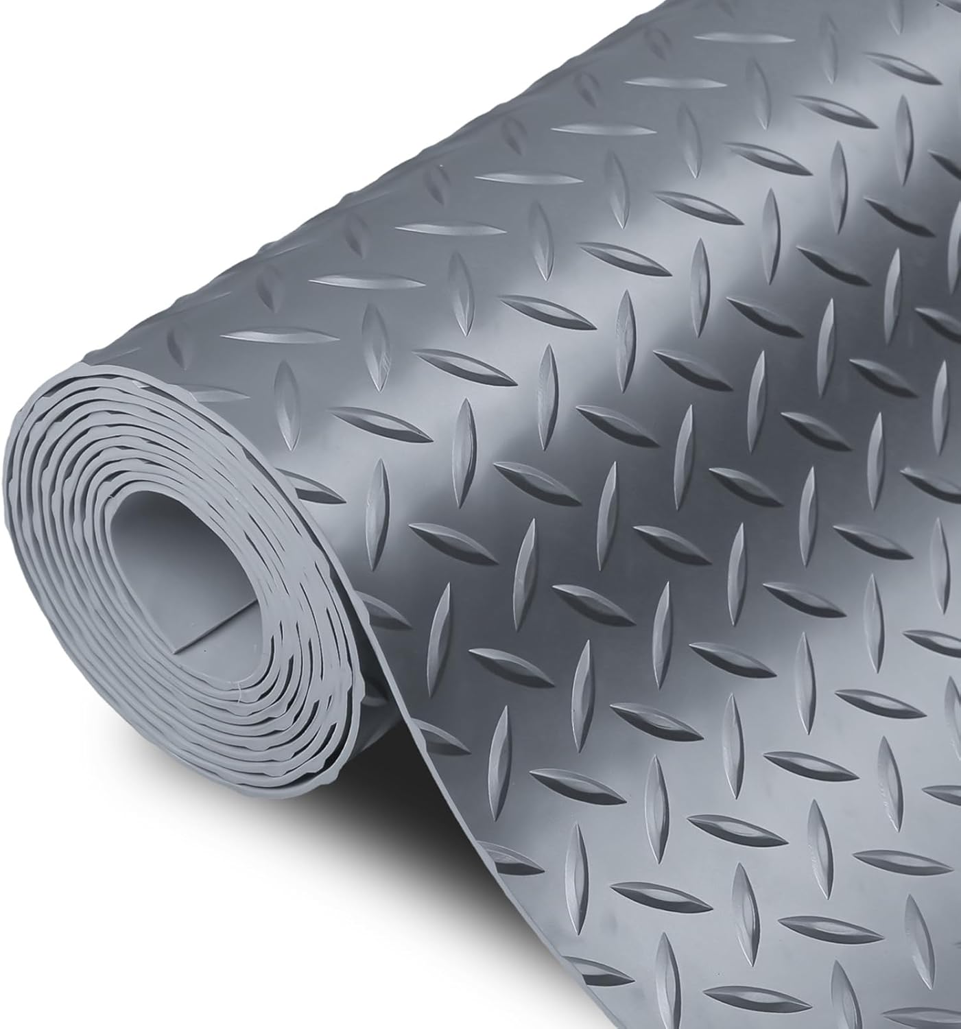 SEAL 4 x 8 Ft Premium Garage Floor Mat, Solid 2.8mm Thick Gray Commercial Grade Heavy Duty Parking Mat for Garage Floor, Golf Cart Parking, Water/Stain Resistant Floor Runner (Embossed Diamond Plate)