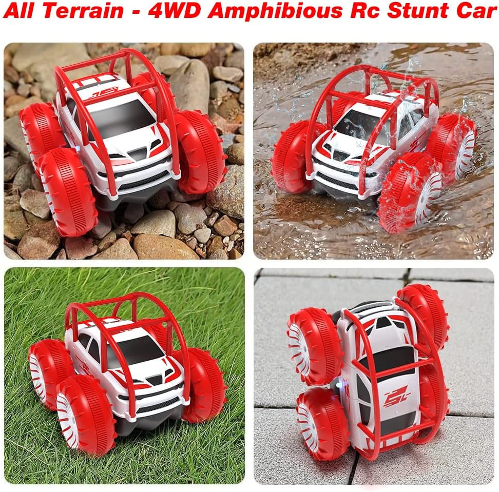 MaxTronic Amphibious Remote Control Car,Rechargeable RC Cars Toy 360° Flips Rotation Stunt Crawler 15KM/H 4WD All Terrain Outdoor Indoor Toy for Kids Boys Girls 3-12