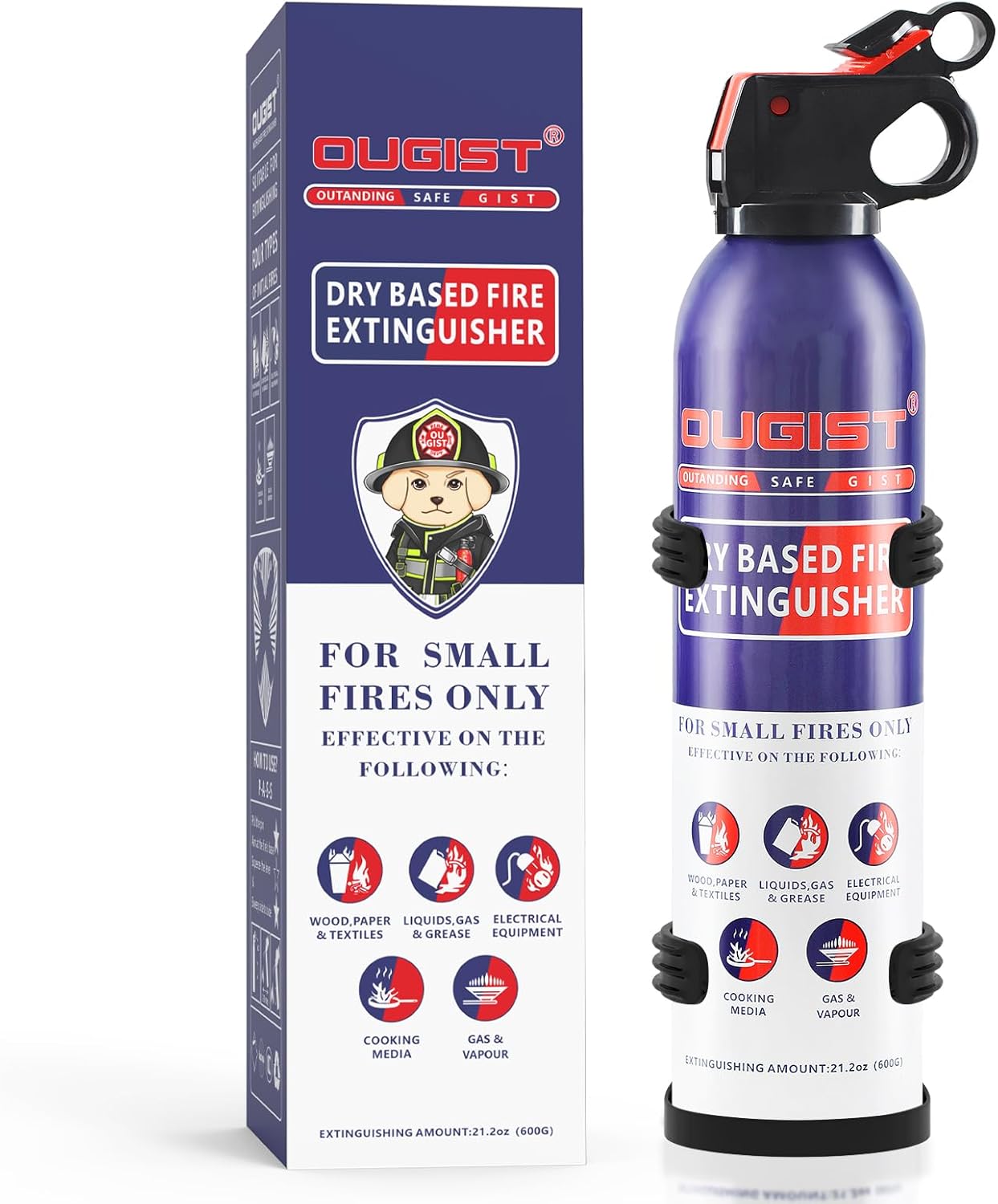 Fire Extinguisher for Home & Vehicle - 600g Fire Extinguisher | Grease & Electrical Fire Extinguisher for Kitchen, Car, Portable (1-Pack)