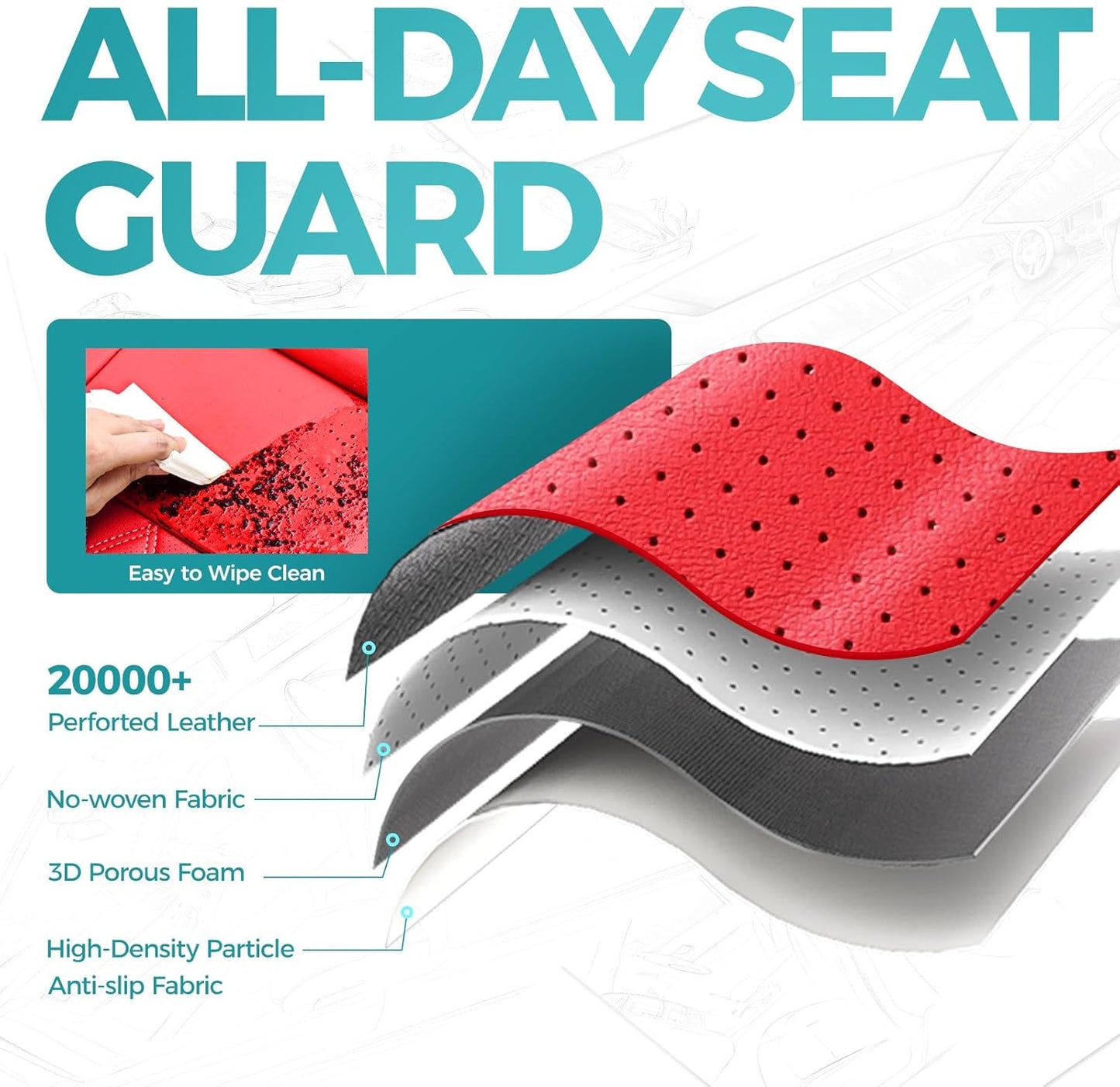for Toyota Camry Seat Covers XLE XSE V6 2018 2019 2020 2021 2022 2023 2024 - Waterproof Breathable Leather Seat Covers for Cars, Custom Fit Car Seat Covers Full Set, Red Not for Hybrid