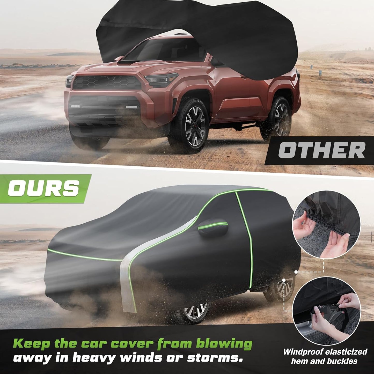 Mixsuper Liner Car Cover for Toyota 4Runner 2002-2026, 7 Layers Waterproof Car Cover Accessories for 4Runner with Zipper Door, Windproof Straps, Reflective Strips, Anti-UV, All Weather