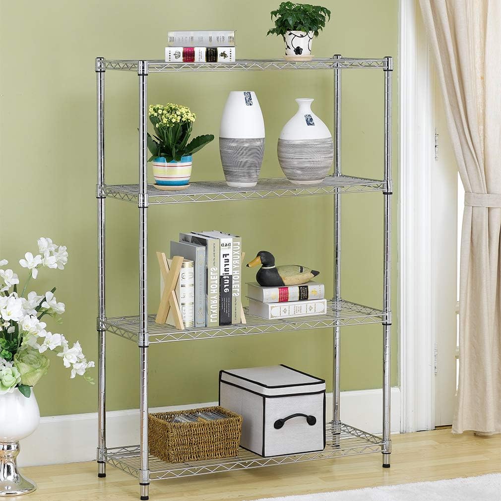 BestOffice Shelving Unit NSF Metal Large Storage Shelves Heavy Duty Height Adjustable Commercial Grade Steel Utility Layer Shelf Rack Organizer (36x14x54, Chrome)