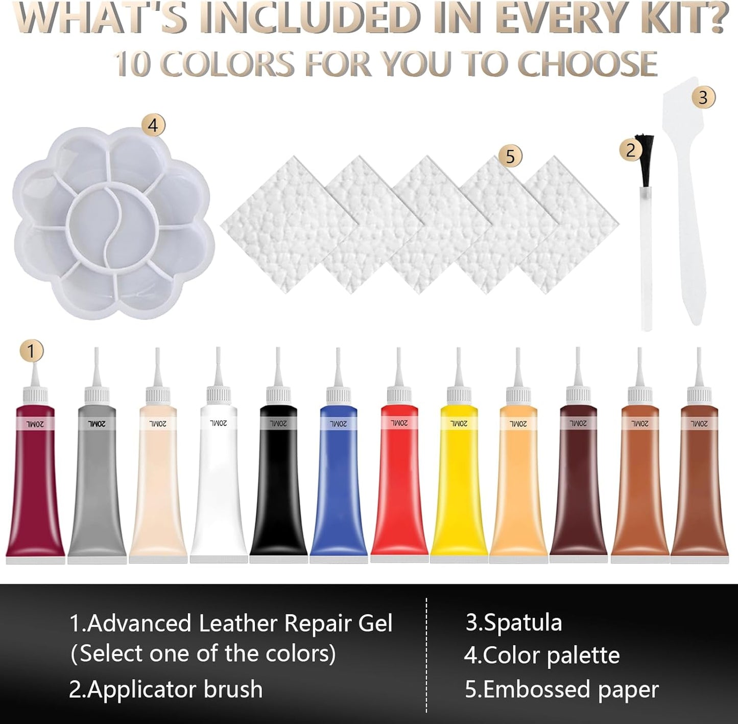 Advanced Leather Repair Gel, 2025 New Leather Repair Coloured Cream Gel, Upgrade Professional Leather Repair Kit for Car Seat Vinyl Repair Kit, Multifunctional Couch and Jacket Repair Kit (Brown)