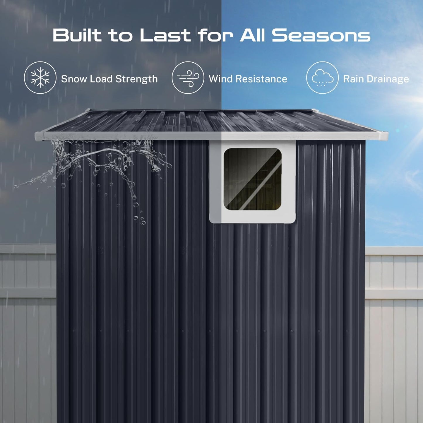 7' x 4.3' Outdoor Storage Shed, Sturdy Metal Building w/Windows & Lockable Doors for Garden, Backyard, Poolside and Lawn, Anthracite