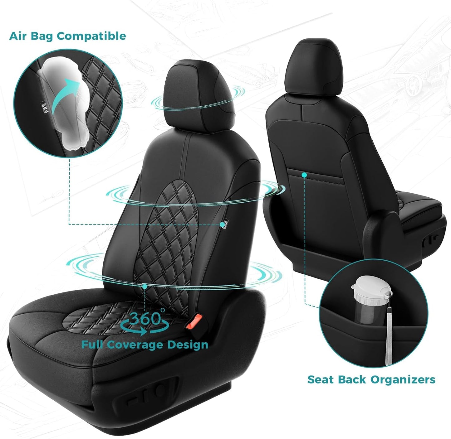 for Toyota Camry Seat Covers LE SE SE Nightshade 2018 2019 2020 2021 2022 2023 2024 - Custom Car Seat Covers Full Set, Waterproof Breathable Leather Seat Covers for Cars, Black Not for Hybrid