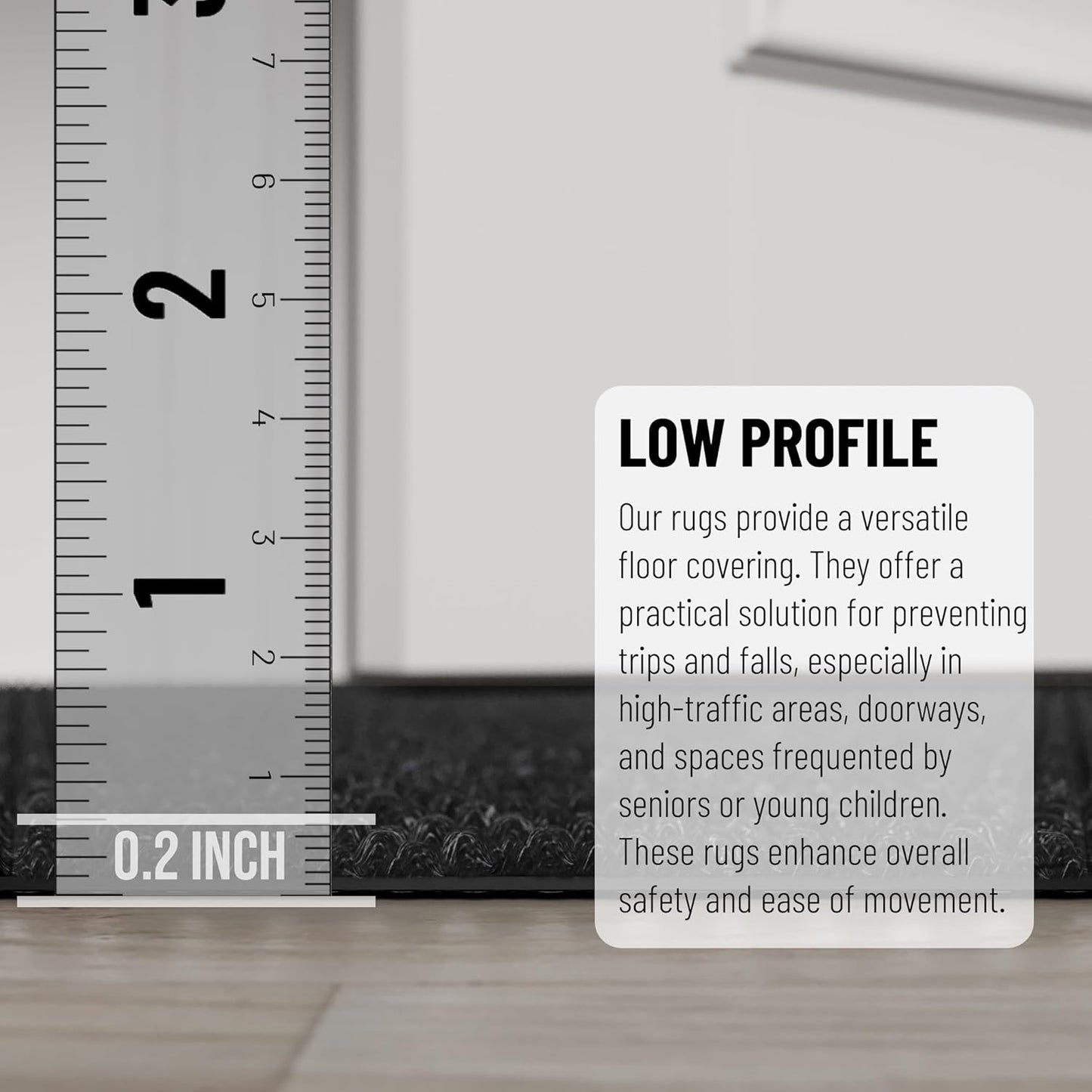 Ottomanson 2' x 15' Hallway Runner with Scraper Pile Extra Durable Non-Slip Rug Mat for Indoor & Outdoor Use - Ideal for Kitchen, Entryway, Patio & Garage - High-Traffic Carpet, Black