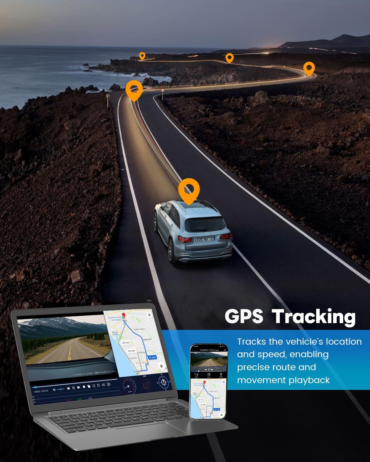 SPRLEAF 4 Channel Dash Cam with Front Cabin Rear Cabin Cameras, 360 Degree View Dash Camera for Cars, Built-in GPS, 5GHz WiFi, IR Night Vision, 24H Parking Monitor, G-Sensor, Free 128GB Card, 1080P*4