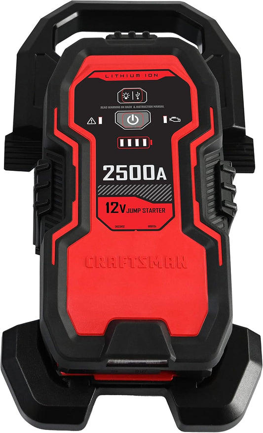 CRAFTSMAN Lithium Jump Starter and Portable Power Pack, CMXCESM262, 3-in-1, 2.4 Amp USB Port, LED Light, 2500 Amps, 12 Volt, for Motorcycle, Car, SUV, Truck, and Marine Batteries