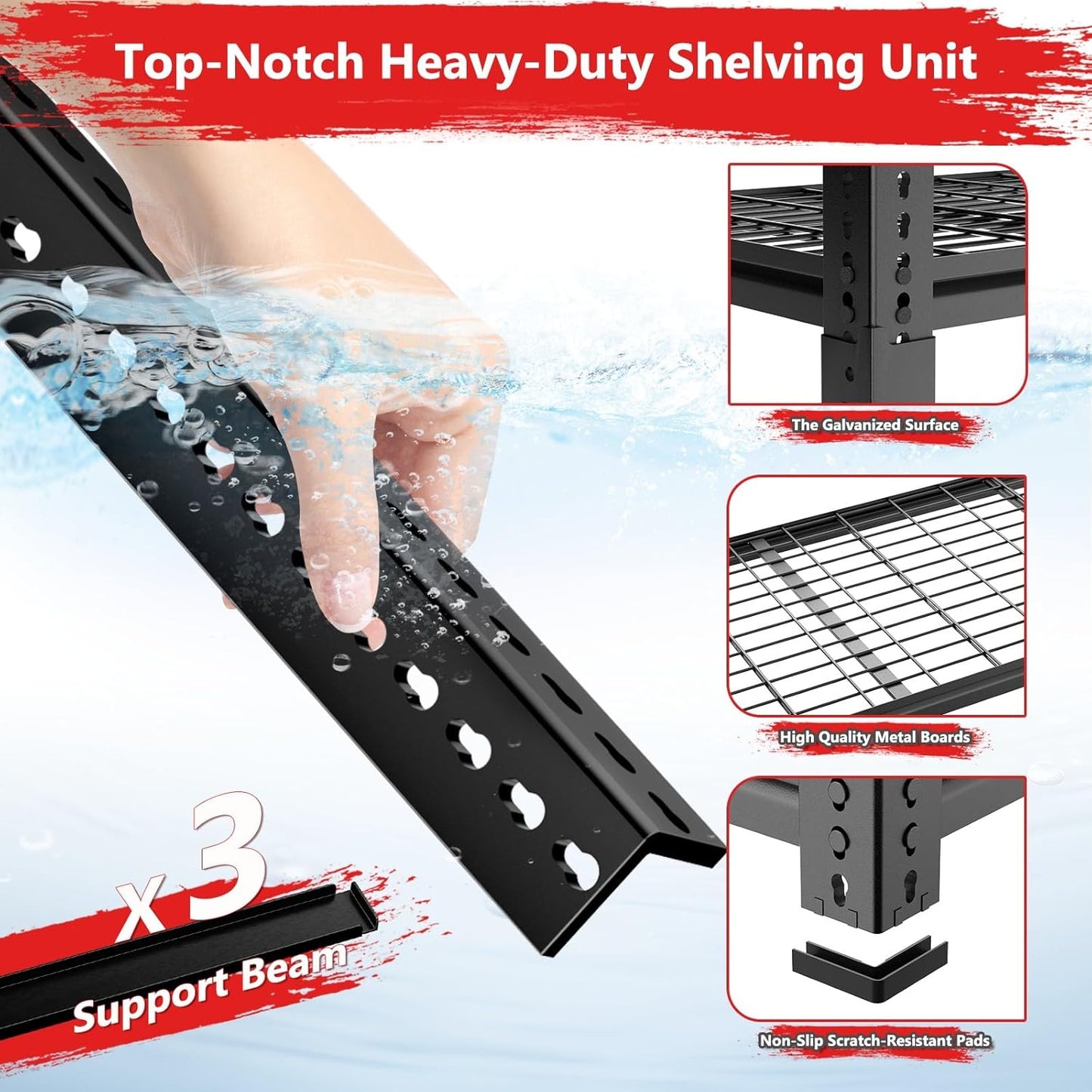 Storage Shelves, Garage Shelving Heavy Duty 3300 LBS Capacity, 60"L x 24"W x 78"H Adjustable Metal Shelving Organizer Wire Rack, 5 Tier Utility Shelf Unit for Pantry Closet Warehouse Organization