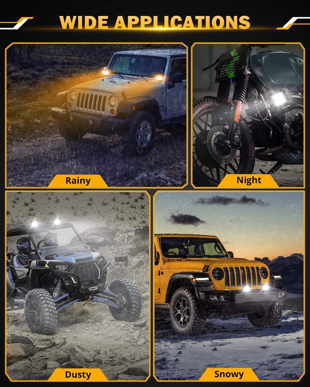 Auxbeam 5 Inch Flush Mount Led Light Pods, Amber Flush Mount Bumper Fog Lights 6 Modes Strobe Cube Pod Light Bar Yellow Spot Flood Offroad Driving Ditch Lights for Truck Jeep Car ATV