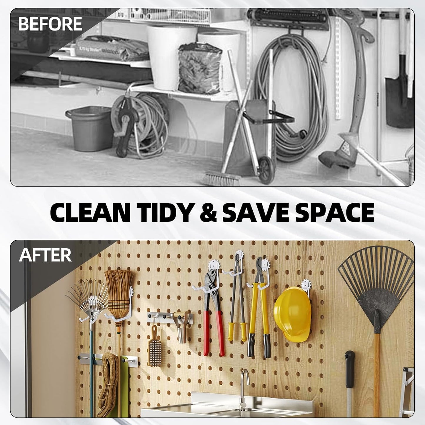 Heavy Duty Steel Storage Hooks - Utility Wall Mount Hooks with Anti-Slip Coating, Holds Bike, Ladder & Tools