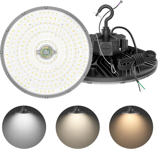 480V UFO LED High Bay Light 200W 150W 120W Adjustable, UL DLC Listed Dimmable High Bay LED Shop Lights 3000K 4000K 5000K, IP65 Waterproof Commercial Bay Lighting for Warehouse Factory