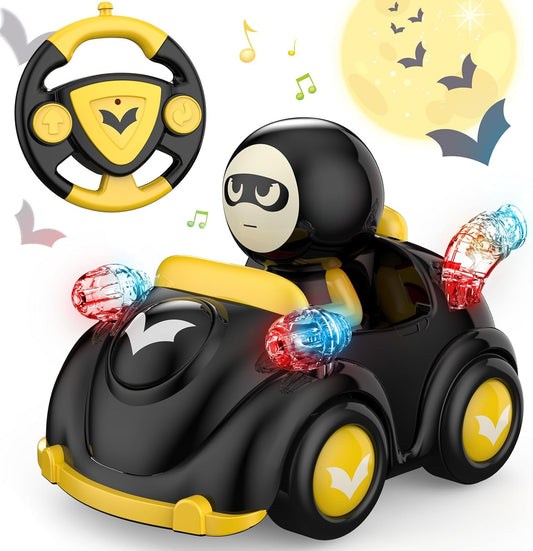 NQD Bat Remote Control Car for Toddlers, RC Cars with Music and Lights, ABS Material RC Cartoon Race Car Toys for Kids Birthday Gifts for Boys