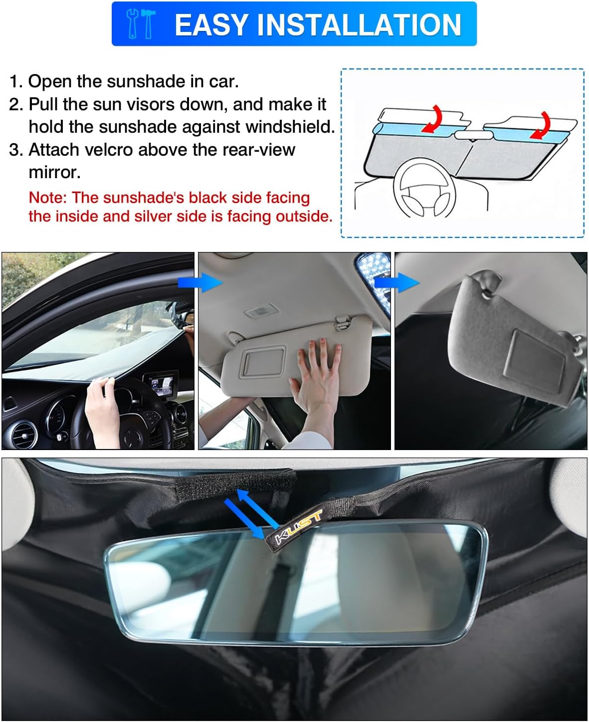KUST Windshield Sun Shade for Toyota Crown 2023 2024 2025 Accessories Window Sunshade Sun Visor Protector Foldable Blocks UV Rays Keep Your Car Cooler