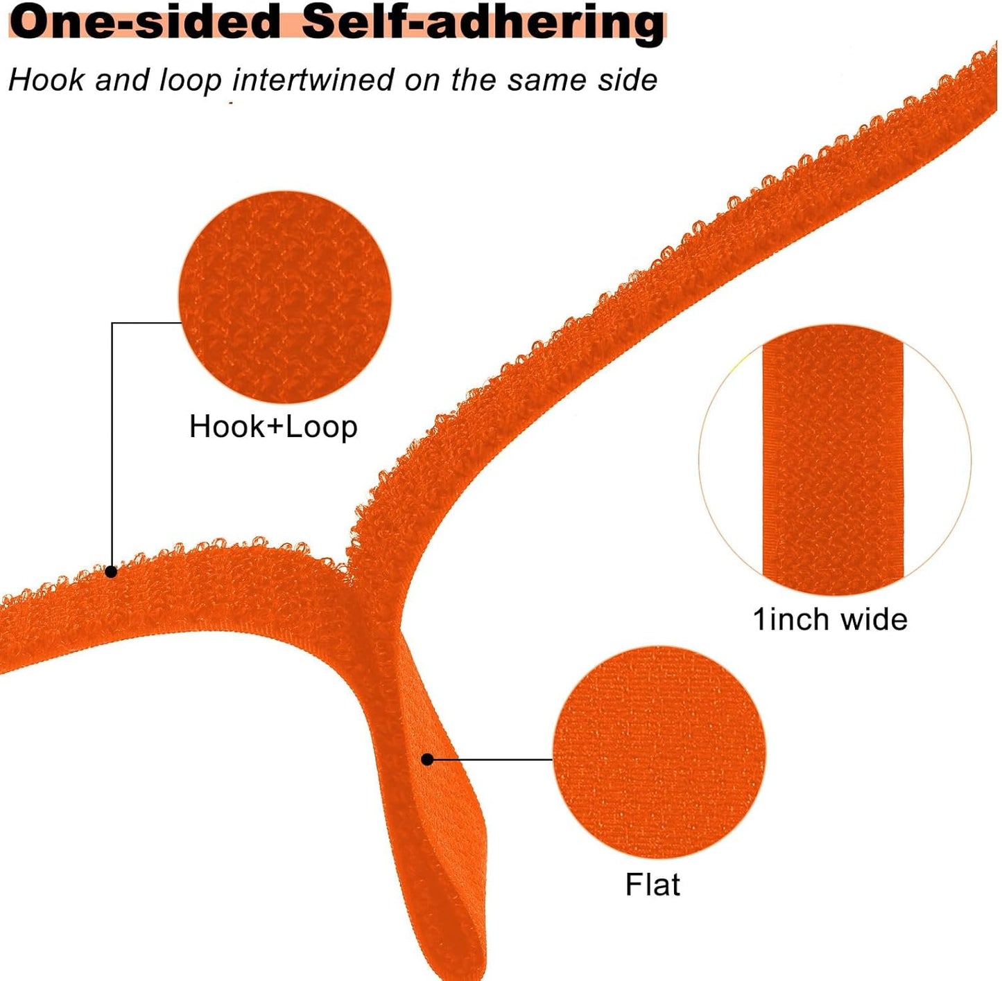 1"x16ft Hook and Loop Straps with 25 Metal Buckles, Adjustable Fastening Cable Straps, Cut-to-Length Cinch Strap, Reusable Nylon Securing Cord Ties for Organizer or Storage, 1 inch Wide,Orange