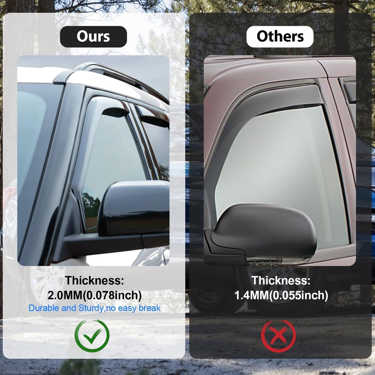 Nilight Vent Window Visors for Jeep Compass 2017 2018 2019 2020 2021 2022 2023 2024, in-Channel Rain Guards, Original Window Deflectors-4PCS