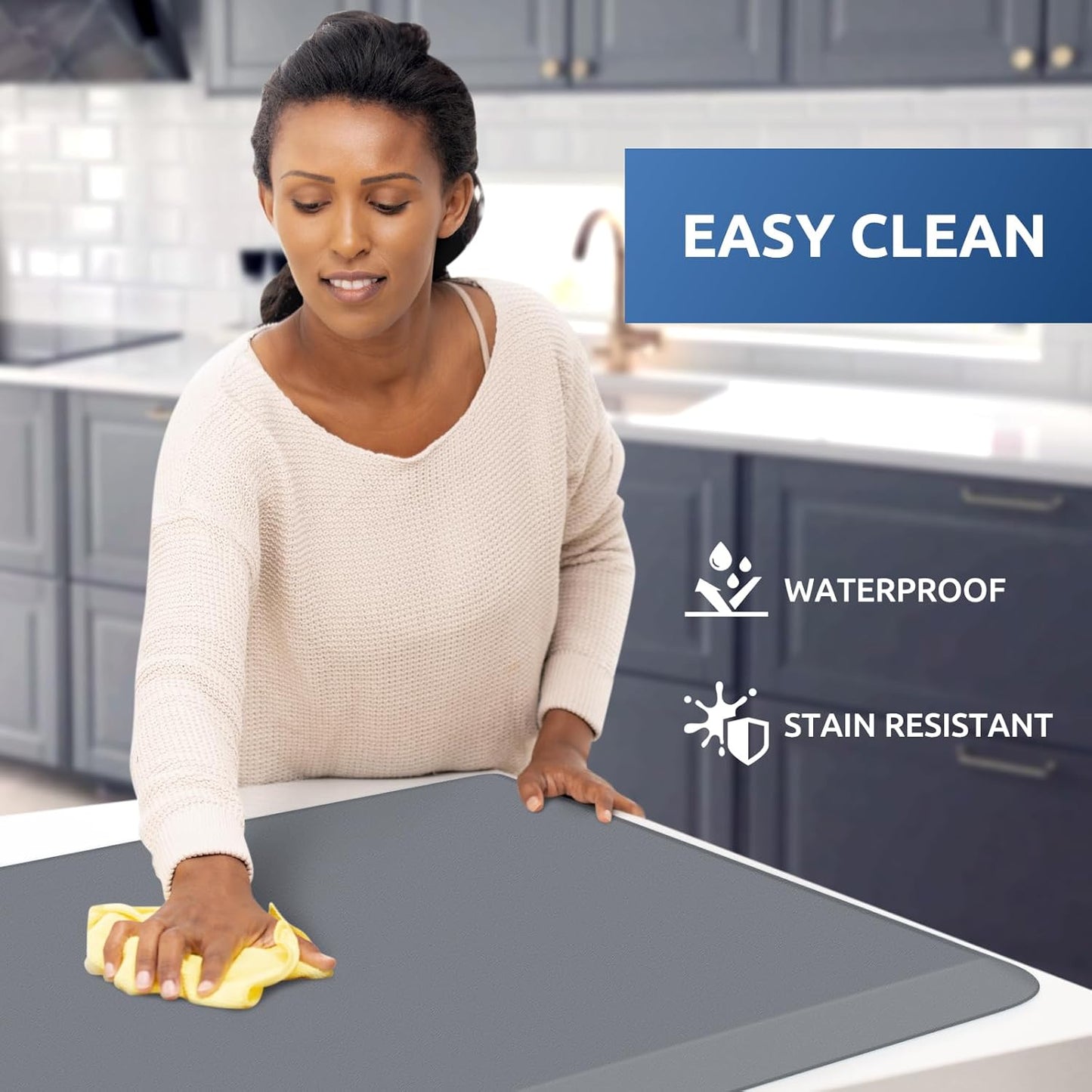 KitchenClouds Kitchen Mat Cushioned Anti Fatigue Rug 22"x54" Waterproof, Non Slip, Standing and Comfort Desk/Floor Mats for House Sink Office (Grey,0.8inch)