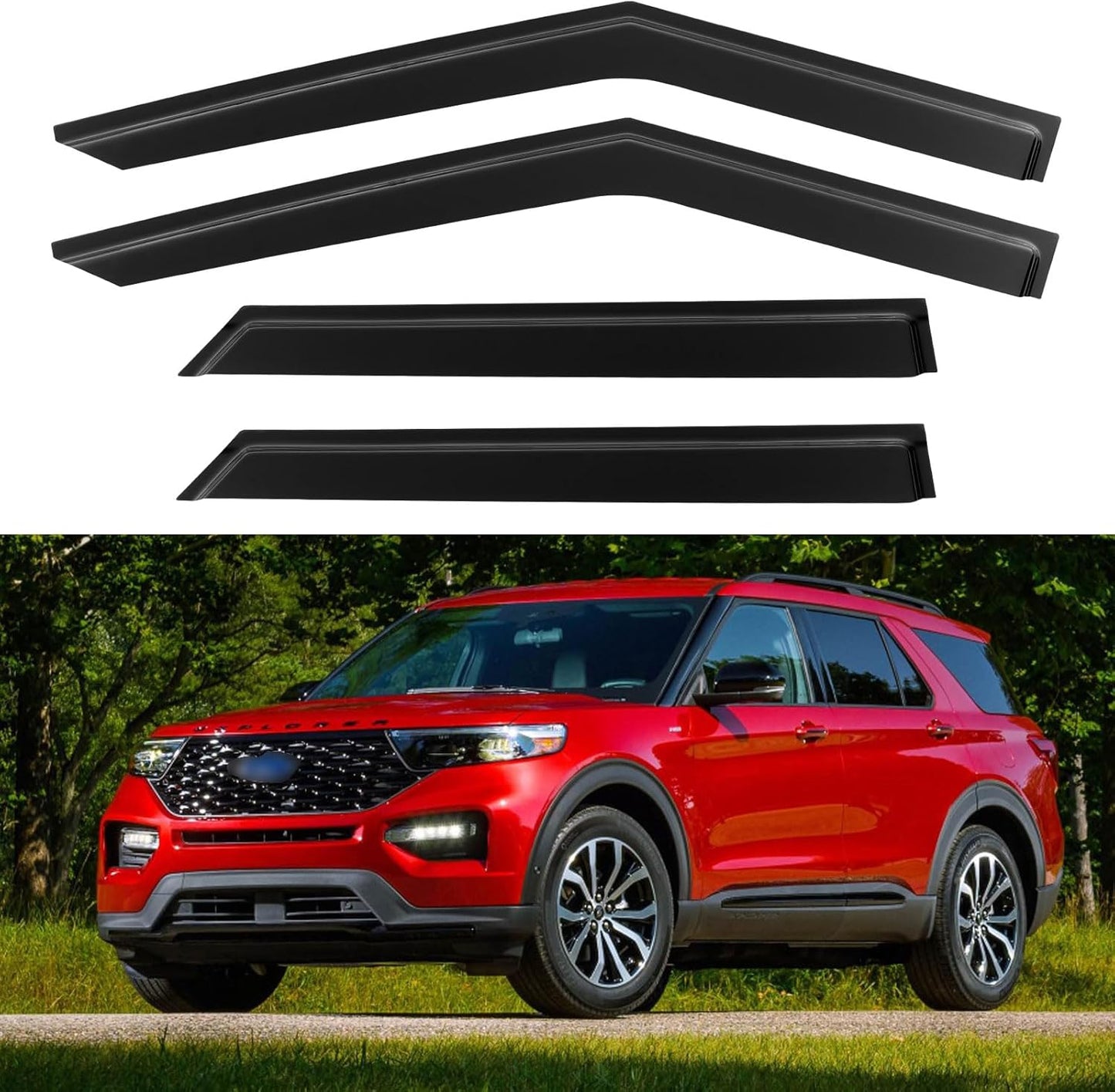 Window Visors Rain Guards for 2020-2025 Ford Explorer, Out-Channel Window Vent Wind Deflectors Visors Shades for 20-25 Explorer