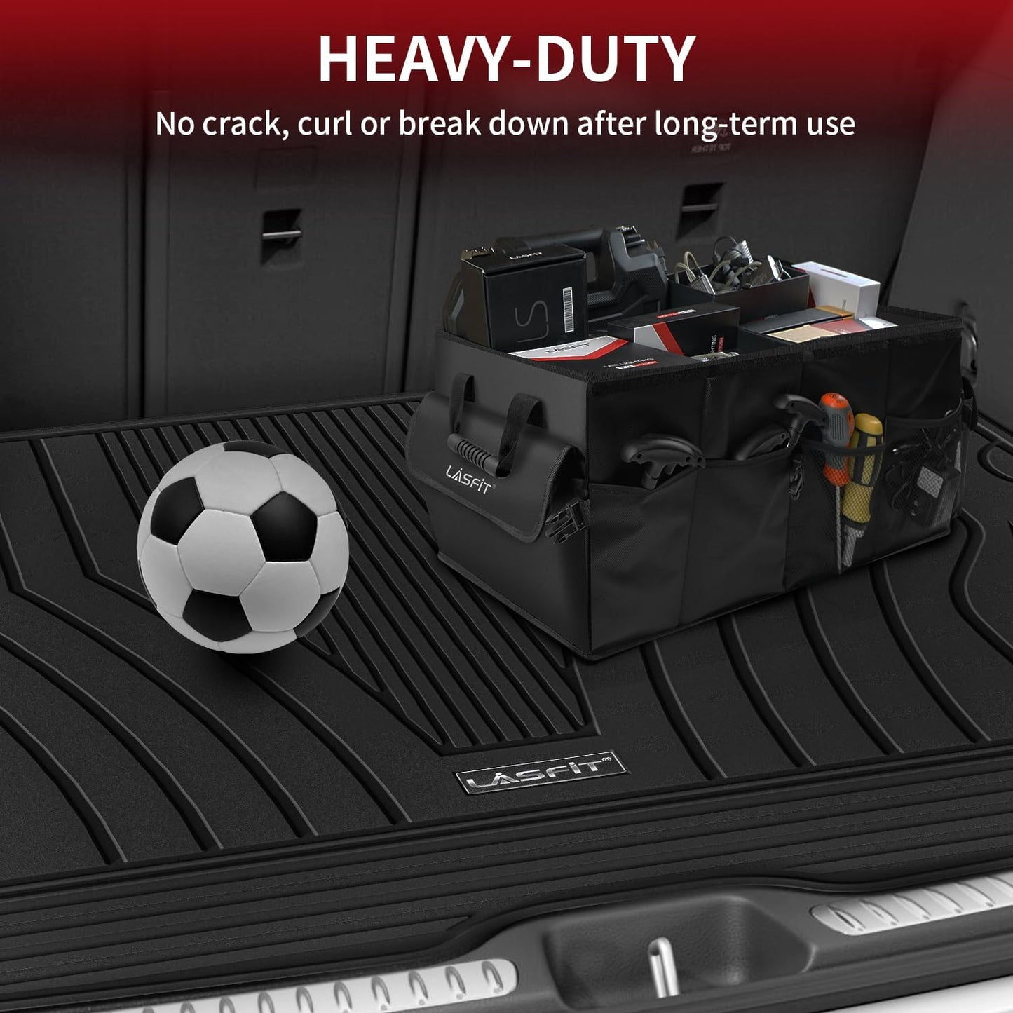 LASFIT Cargo Mat for Mercedes Benz GLC SUV 2025 2024 2023 300 / 300e / 43 AMG, All Weather TPE Custom Fit Mercedes Benz GLC SUV Trunk Mat Cargo Liner, Black