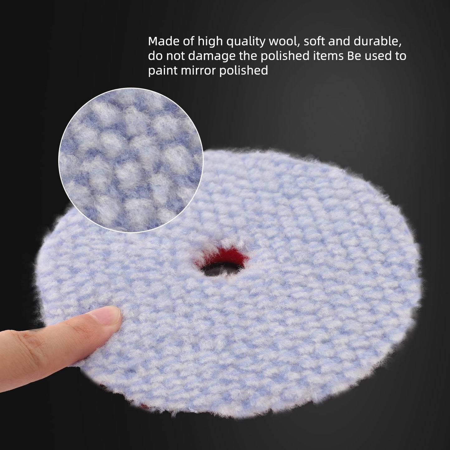 SPTA Wool Polishing Pad, 2Pcs 5''(125mm) Coarse Wool Cutting Pad, Coarse Woolen Pad BlueWool Buffing Pads Set with Hook and Loop for Heavy Cut for Car Polisher, Buffing and Polishing