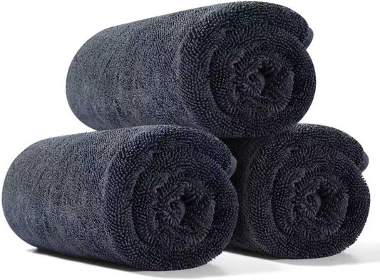 JOYMOOP Car Dry Towel, Quick Drying, Medium Size,Microfiber Cleaning Cloth, Dark Grey, 35.4 x 23.6 Inches, 3 Pack for Boates, RVs, SUVs, Trucks, Cars