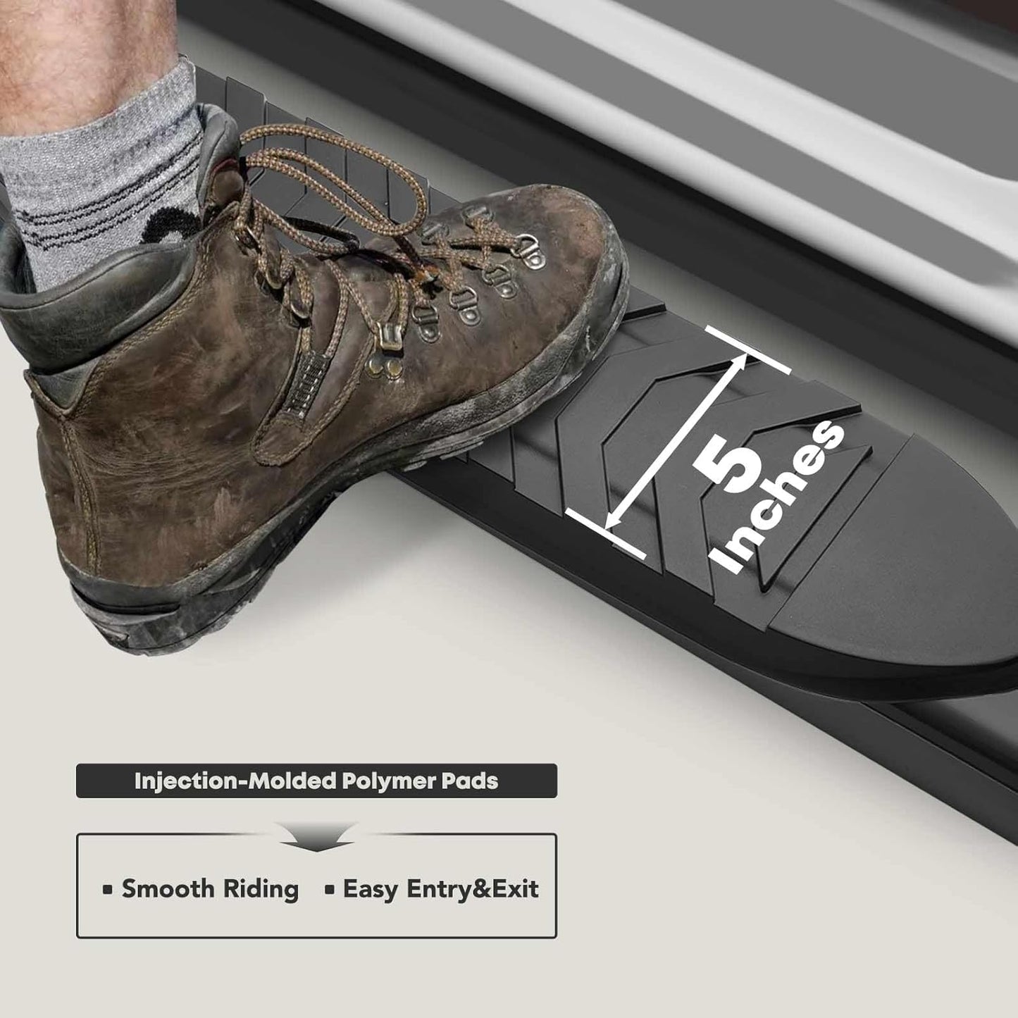 YHTAUTO 5 Inch Running Boards Side Step Bars Fit for 2019-2024 Chevy Silverado & GMC Sierra 1500/2500 HD/3500 HD - Standard/Regular Cab, Carbon Steel Black Powder Oval Straight Truck Step Rails