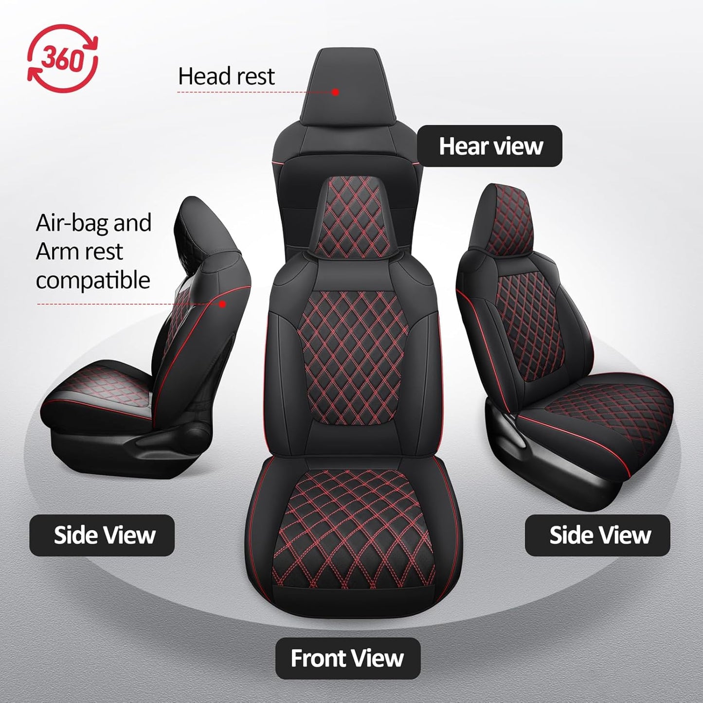MIROZO Seat Covers for Rav4,Non-Hybrid Toyota RAV4 Seat Covers Car Seat Cover Compatible with 2019-2025 Toyota RAV4 LE,XLE,XLE Premium,Limited (Black and Red,Not for Hybrid,Adventure&TRD-Off)