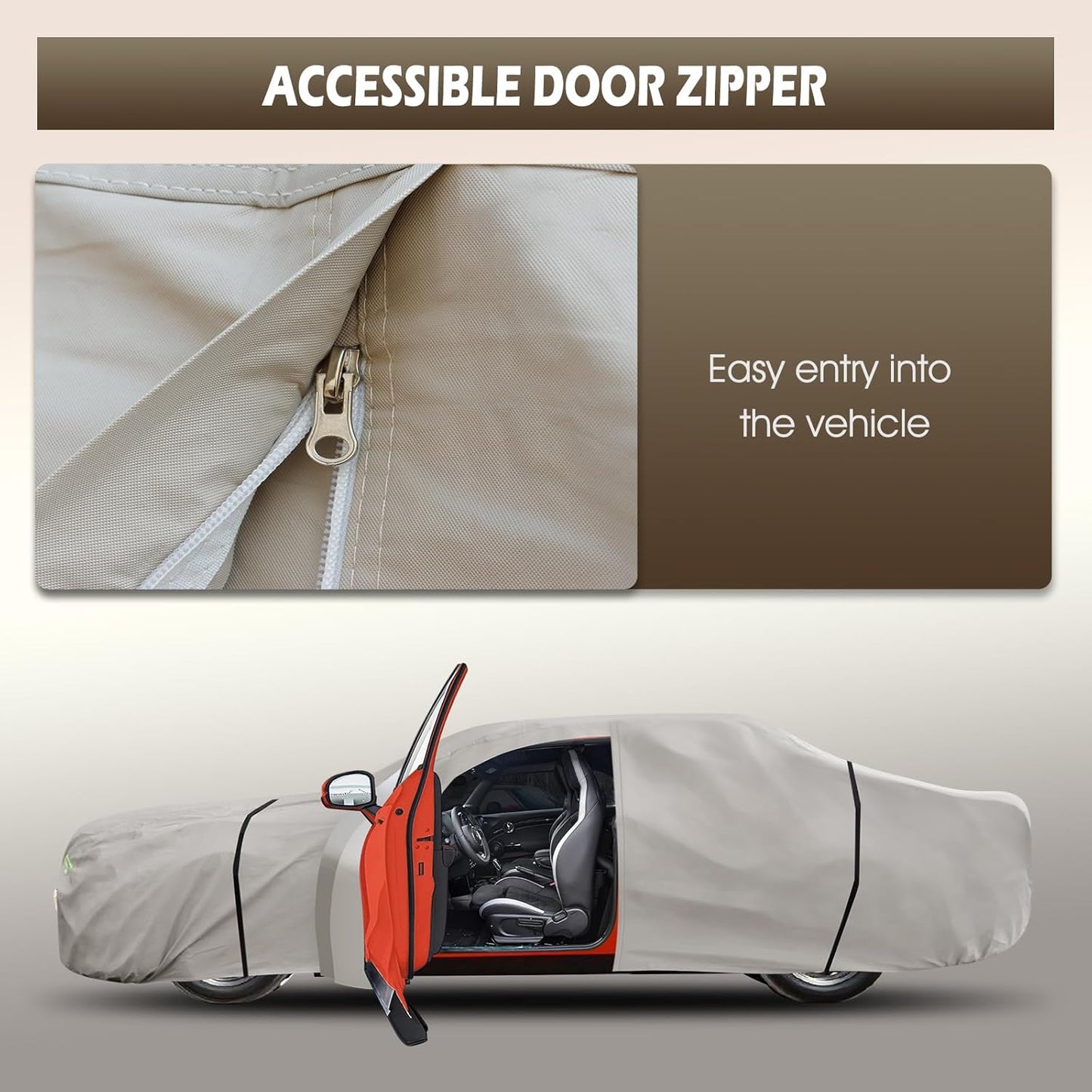 Migaven 6 Layers Car Cover Custom Fit for Dodge Challenger 2008-2025, Waterproof Full Exterior Cover Rain Sun Protection with Door Zipper