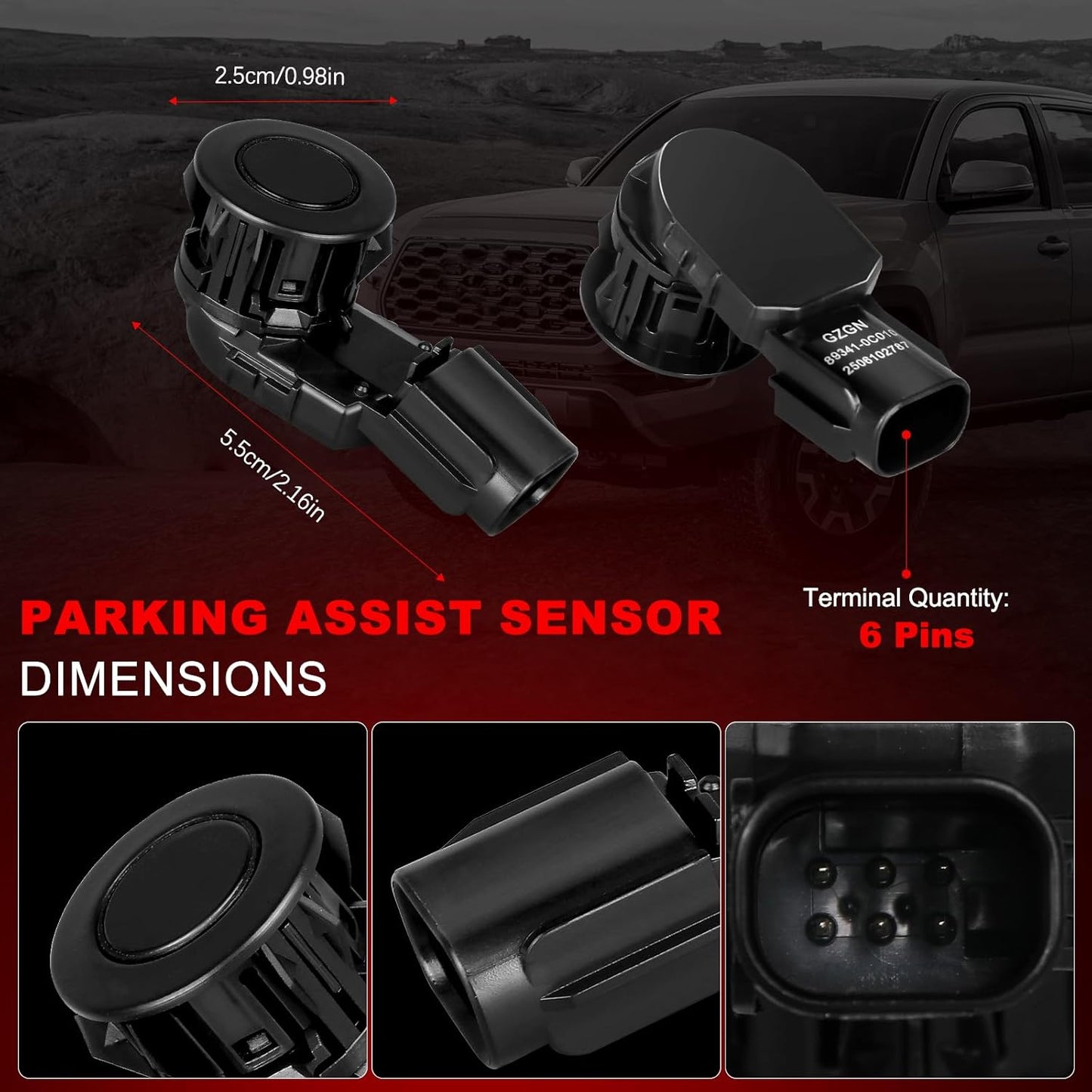 Parking Assist Sensor Compatible with Toyota RAV4 2014-2018,Tacoma 2015-2022,Tunder 2014-2021,Replace#89341-0C010 89341-0C020 PPS65 1PCS Parking Sensors