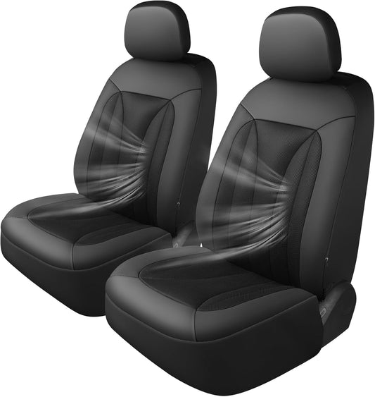 GIANT PANDA Fit Chevy Silverado 1500 2500 3500 Front Car Seat Cover, 3D Air Mesh Breathable Seat Protector, Black(2-Pack)