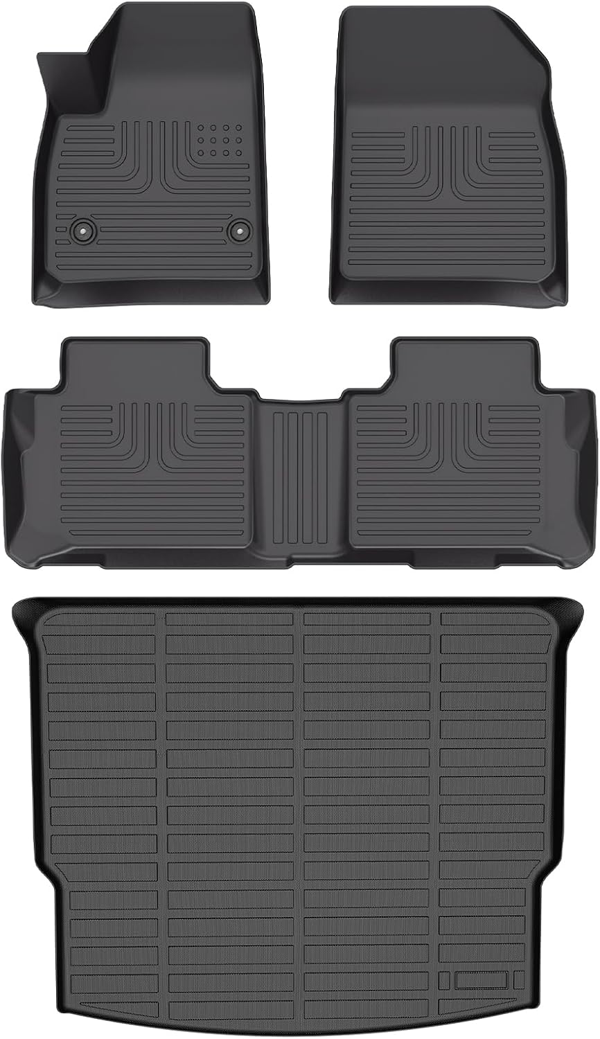 Wayhigh-All Weather Floor Mats & Cargo Liner Set for 2019-2024 2025 Chevy Blazer,Custom Fit TPE Heavy Duty Car Mats Chevy Blazer Accessories- Black