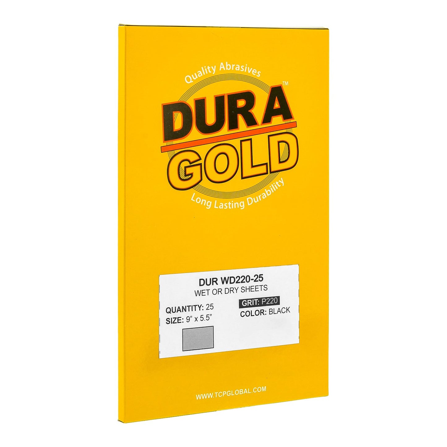 Dura-Gold Premium 220 Grit Wet or Dry Sandpaper Sheets, 5-1/2" x 9", Box of 25 - Medium-Cut Sanding, Detailing, Polishing Automotive, Woodworking