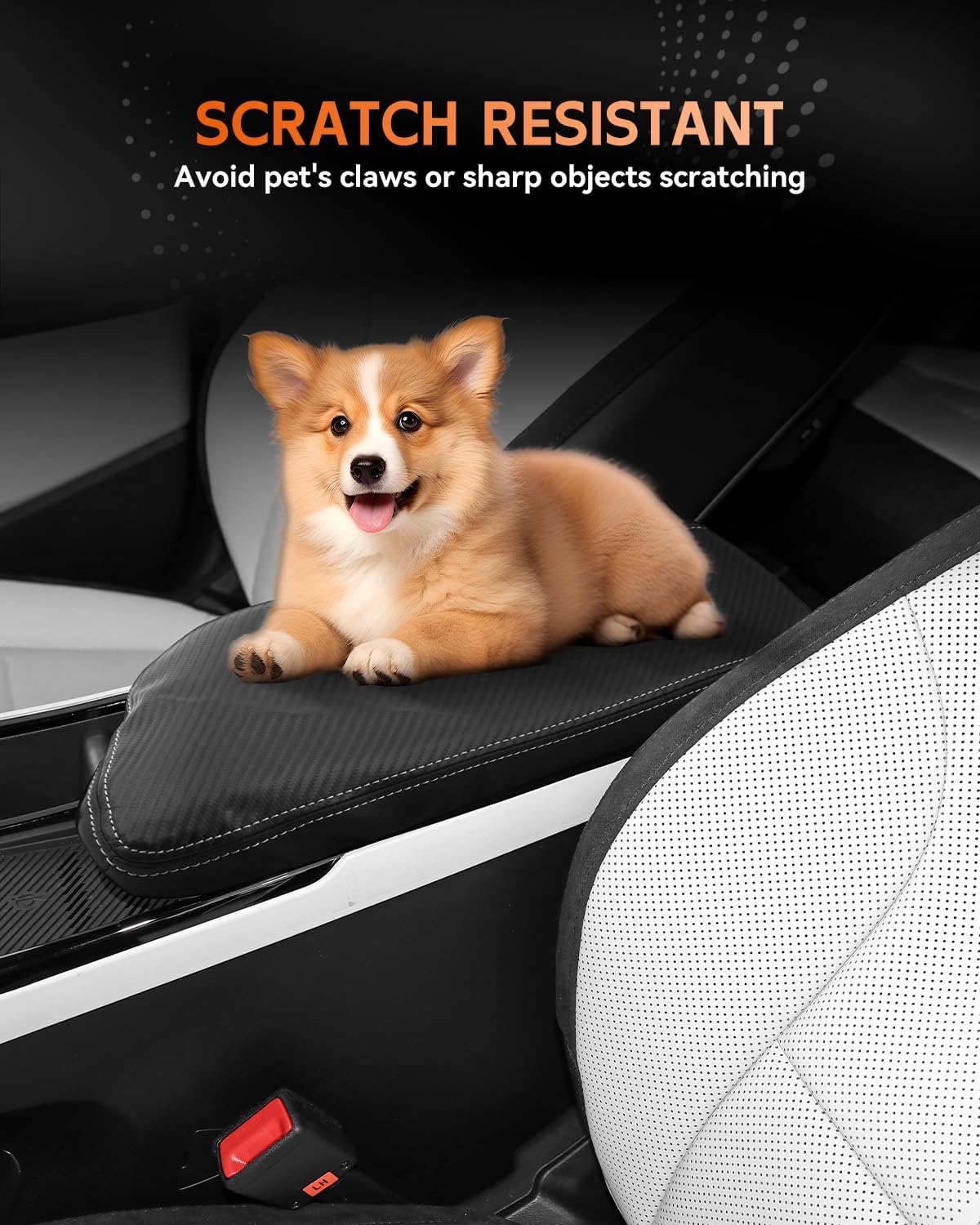 CDEFG for Kia EV6 2022-2025 Center Console Cover Armrest Box Cover for EV6 (Light, Light Long Range, Wind, GT-Line, GT) 2022 2023 2024 2025 Accessories Arm Rest Protector Carbon Fiber